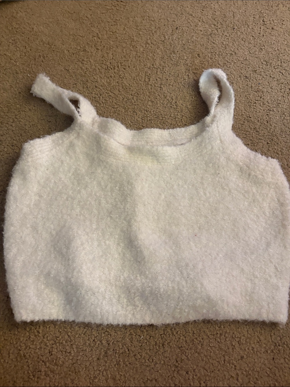 Abercrombie & Fitch White Fuzzy Cropped Tank Top